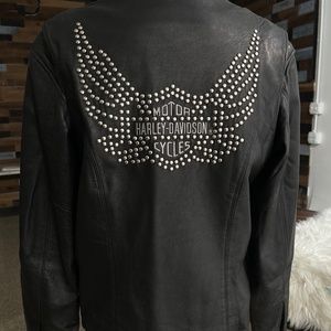 Harley Davidson Genuine Black Leather Woman Jacket Size S